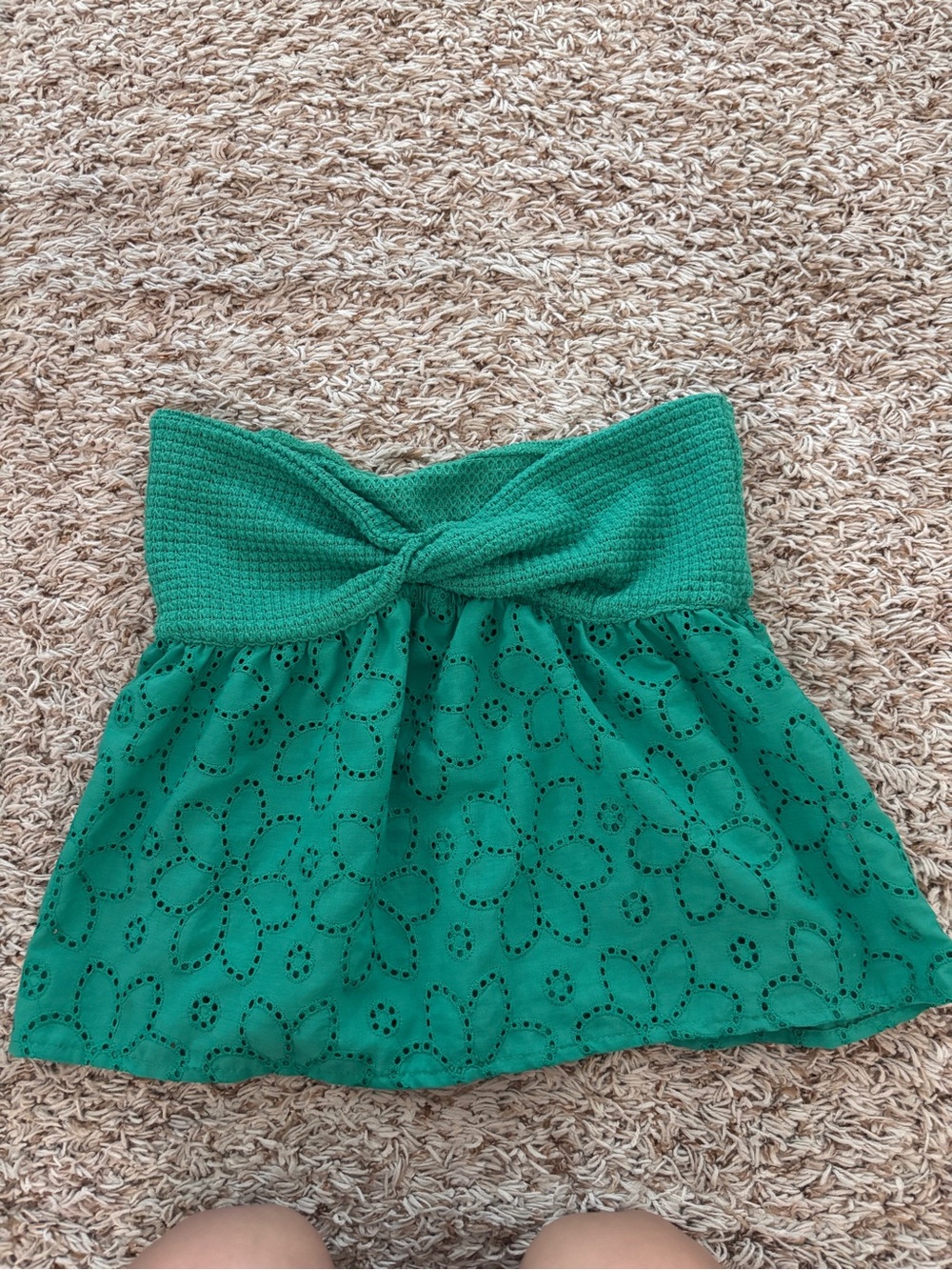SHEIN Emerald Green Eyelet Strapless Bandeau